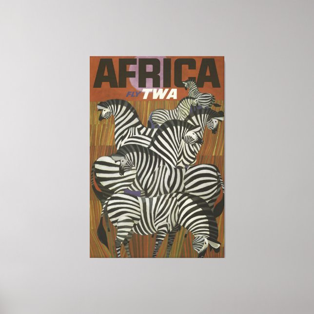 Impressão Em Tela África Viagens vintage Zebra Safari (Frente)