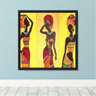 Impressão Em Tela African Heritage Triptych: Elegantes Mulheres Trib