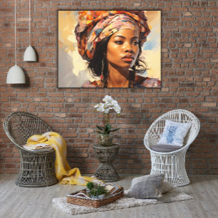 Impressão Em Tela Afro-americana no Colorful Headdress