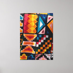 Impressão Em Tela Afro Geometric Block Abstract Tribal Pattern Fabri