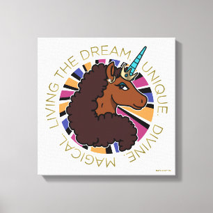 Impressão Em Tela Afro Unicorn Vivendo o Design do Sonho