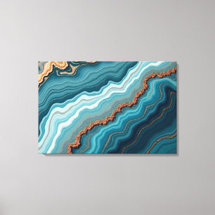 Impressão Em Tela Ágata Oceânica – Arte Fluida Abstrata