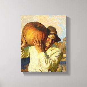 Impressão Em Tela Agricultor com abóbora por Newell Convers Wyeth