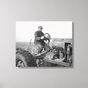 Impressão Em Tela Agricultor Dirigindo Trator, 1937