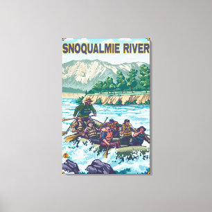 Impressão Em Tela Água branca que transporta - rio de Snoqualmie,