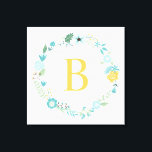 Impressão Em Tela Água e Verruga Floral Amarelo Monograma<br><div class="desc">Tela de fundo elegante e doce.</div>