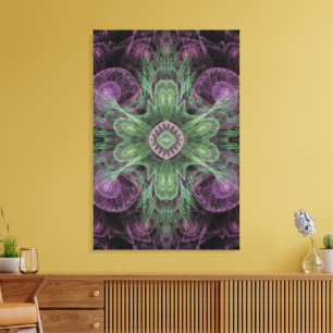 Impressão Em Tela Água-viva abstrato elétrica - roxa e preta