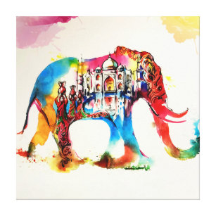 Impressão Em Tela Aguarela do amor das viagens vintage do elefante