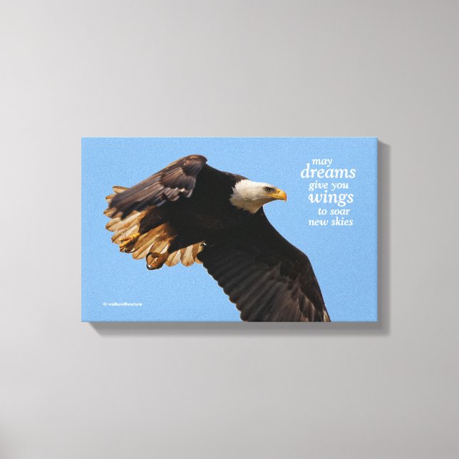 Impressão Em Tela Águia caida de aspas inspiracionais em voo (Frente)