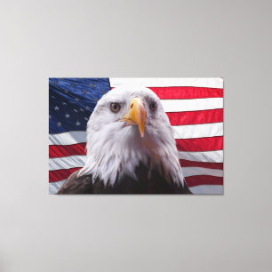 Impressão Em Tela Águia-careca americana e bandeira