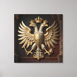 Impressão Em Tela Águia Imperial Ornamentada em Baixo-relevo com Dou
