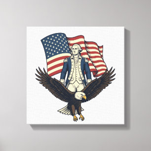 Impressão Em Tela Águia Patriótica e Camisa Vetorial Vintage do Gene