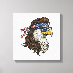 Impressão Em Tela Águia Patriótica Mullet Gravura Vintage Vetor De