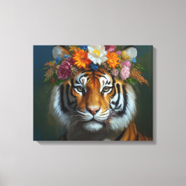 Impressão Em Tela AI Tigre com flores