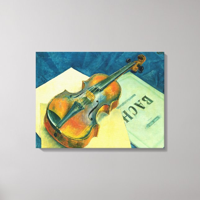 Impressão Em Tela Ainda a vida com um violino, 1921 (Frente)