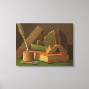 Impressão Em Tela Ainda vida com livros e poço da tinta