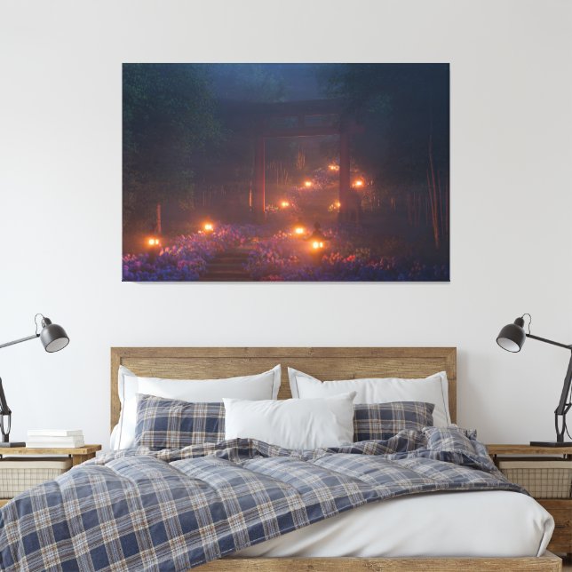 Impressão Em Tela Ajisai no Kaidan (Noite) (Insitu(Quarto))