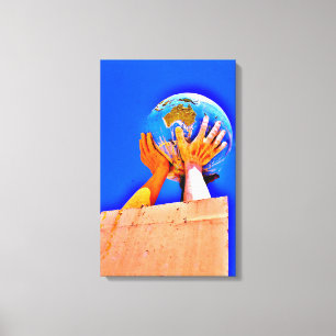 Impressão Em Tela Ajudando Mãos