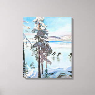 Impressão Em Tela Akseli Gallen-Kallela - Patinadores perto de Kalel