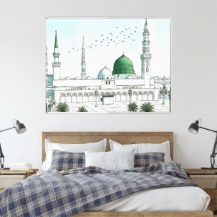 Impressão Em Tela Al-Masjid An-Nabawi Mesquita do Profeta Aquarela