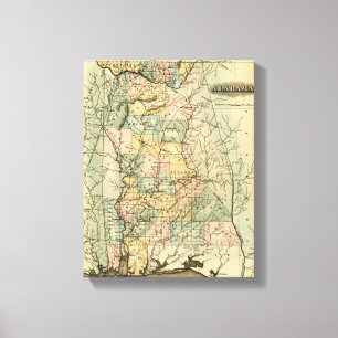 Impressão Em Tela AlabamaPanorâmica MapAlabama