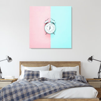 Impressão Em Tela Alarme azul-claro de charme retroativo em rosa e l