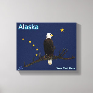 Impressão Em Tela Alaska Eagle E Flag