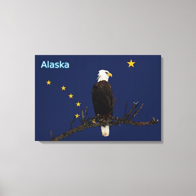Impressão Em Tela Alaska Eagle E Flag (Frente)