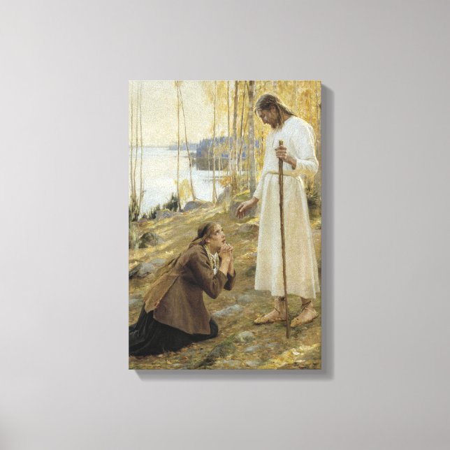 Impressão Em Tela Albert Edelfelt - Cristo e Maria Madalena (Frente)