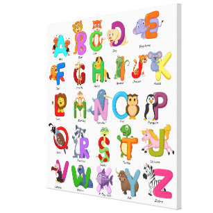 Impressão Em Tela Alfabeto Animal Clipart Aprendizagem Infantil