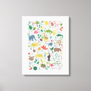 Impressão Em Tela Alfabeto tropical para crianças