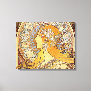 Impressão Em Tela Alfonse Mucha Zodíaco Arte Nova Mulher