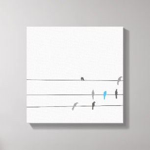 Impressão Em Tela Algo Azul Pintura Simples de Pássaro no Céu