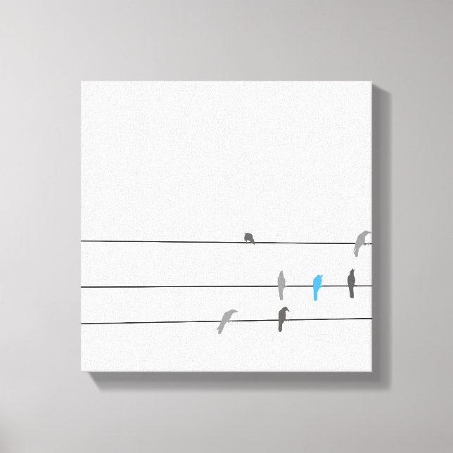 Impressão Em Tela Algo Azul | Pintura Simplificada do Céu de Pássaro (Frente)