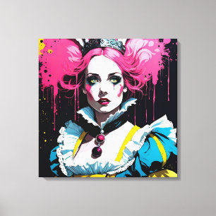 Impressão Em Tela Alice como o coelho com cabelo rosa