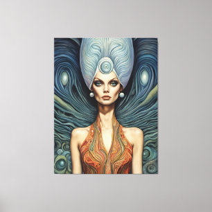 Impressão Em Tela Alienígena em um fundo azul