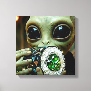 Impressão Em Tela Alienígena Extraterrestre e Sushi Cristalino