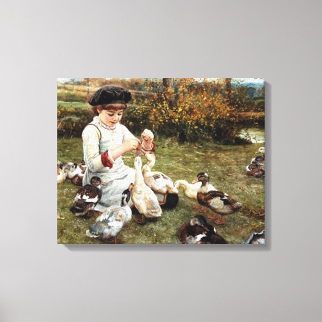 Impressão Em Tela Alimentando os Patos (Frente)