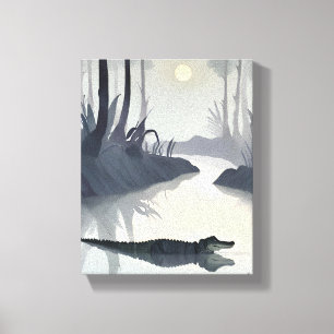 Impressão Em Tela Alligador Everglades   National Park Watercolor