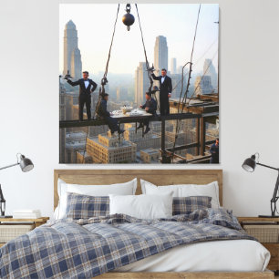 Impressão Em Tela Almoço dos Trabalhadores de Ferro no 32º Andar Col