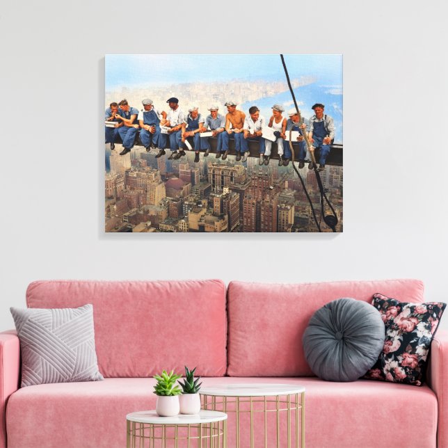 Impressão Em Tela Almoço no Topo de um Arranha-Céu 1932 NYC Remaster (Insitu(Sala de estar))