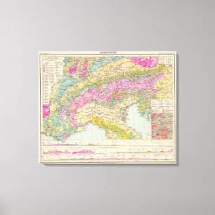 Impressão Em Tela Alpenlander - mapa do atlas dos cumes