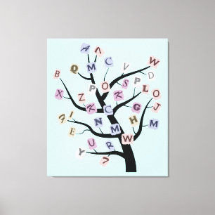 Impressão Em Tela Alphabet ABC tree custom canvas,