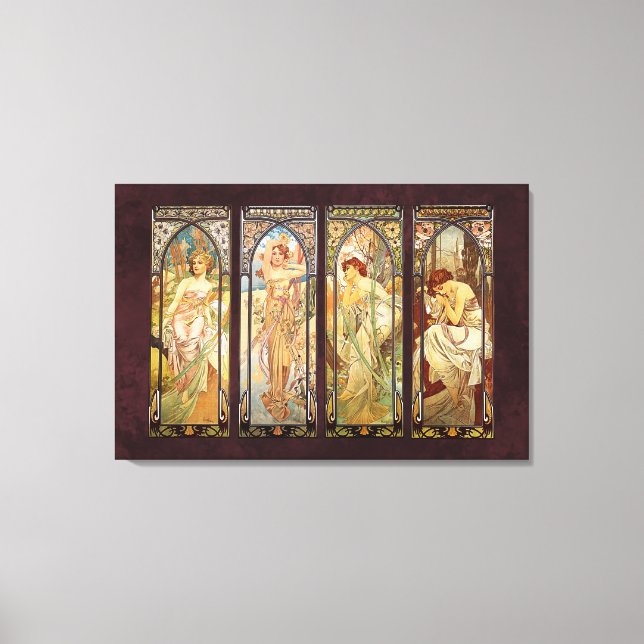 Impressão Em Tela Alphonse Mucha, O Momento do Dia (Frente)