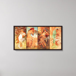 Impressão Em Tela Alphonse Mucha, Quatro Estações