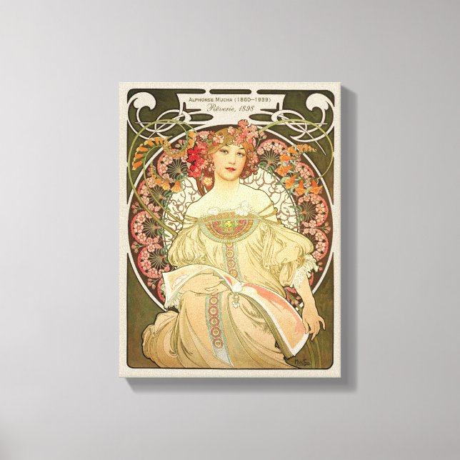 Impressão Em Tela Alphonse Mucha Rêverie DaydreC0103 Art Nouveau (Frente)
