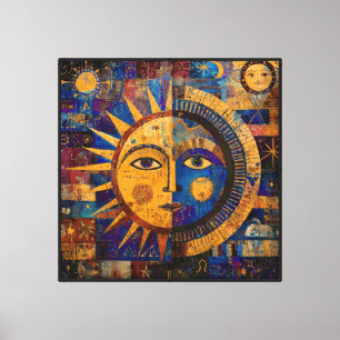 Impressão Em Tela Alquimia Mística Celestial Sol Lua