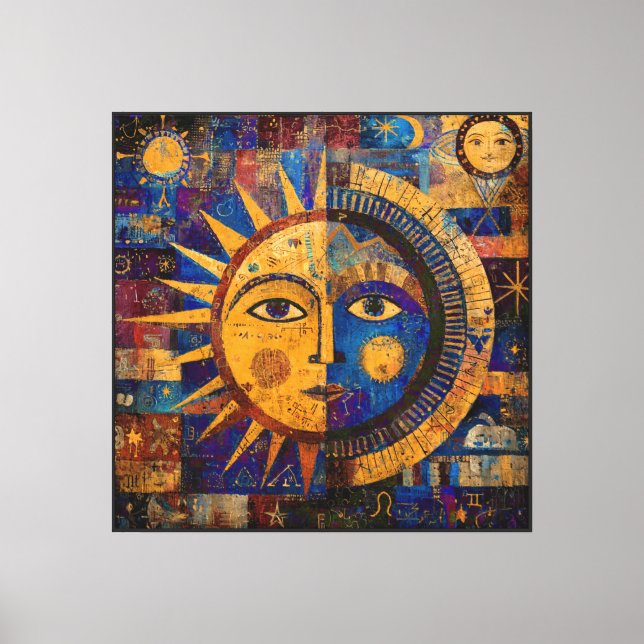 Impressão Em Tela Alquimia Mística Celestial Sol Lua (Frente)
