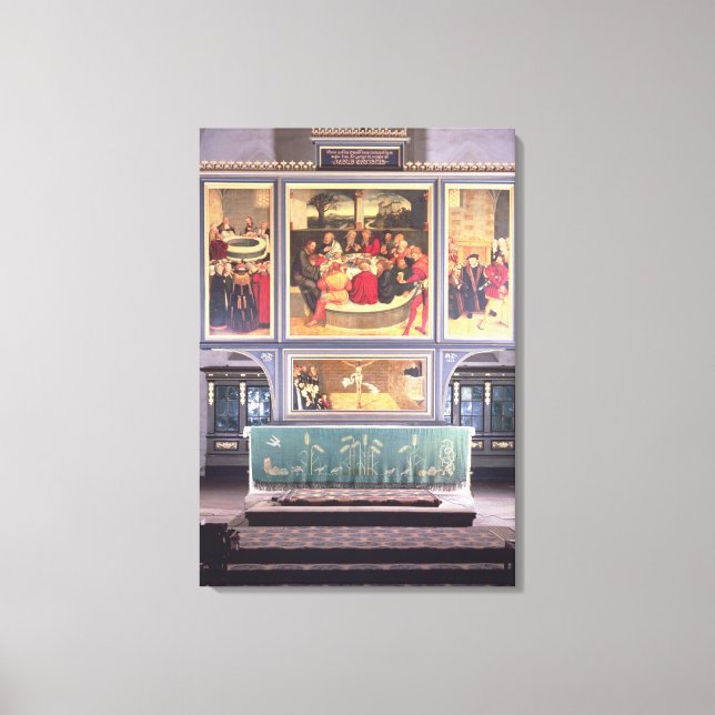 Impressão Em Tela Altar com um Triptych representado (Frente)