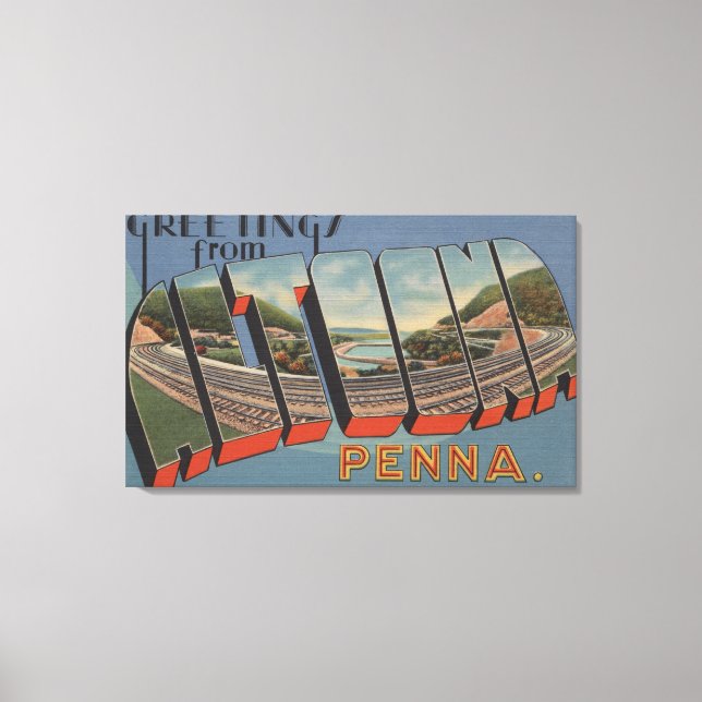 Impressão Em Tela Altoona, Pensilvânia - Cenas em Larga Letra (Frente)